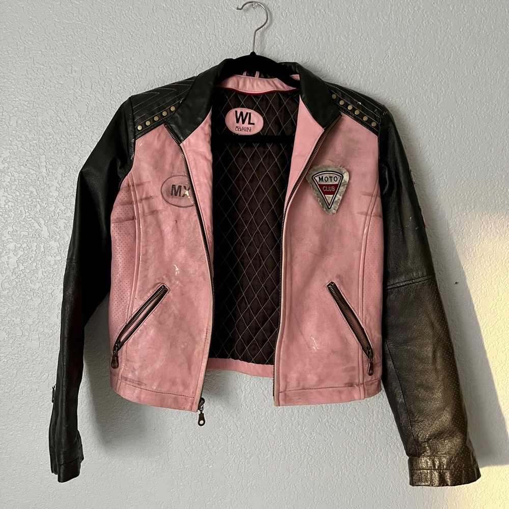 Wilsons Leather Pink Motorcycle Biker Racing Jacket